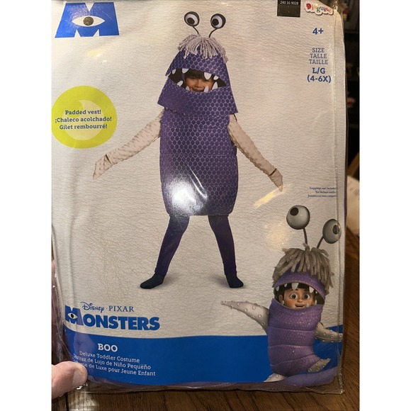Boo Monsters, Inc. Deluxe Toddler Costume Sz L 4-6 Monster Pixar Disney Child - Picture 3 of 10